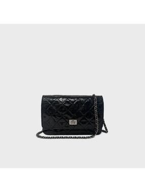 Chanel Crinkled Patent Quilted 2.55 Wallet on Chain